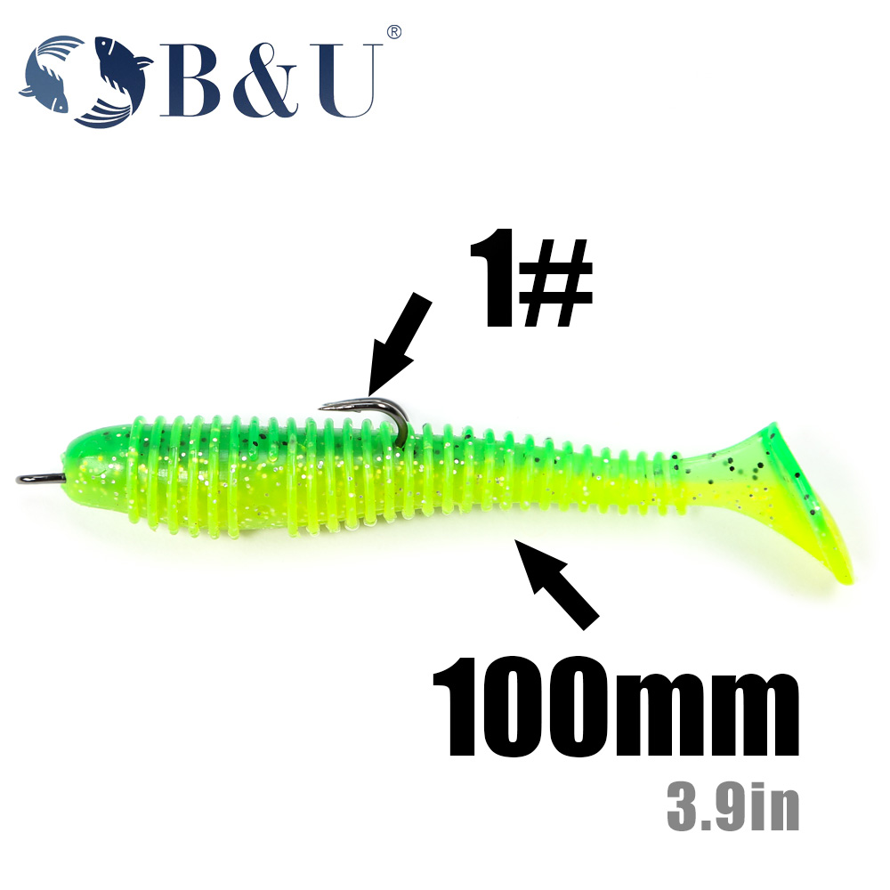 Anzuelos de pesca B & U, anzuelo doble súper largo, aparejos de pesca largos de acero rico en carbono, diferentes tamaños equipados con señuelo suave