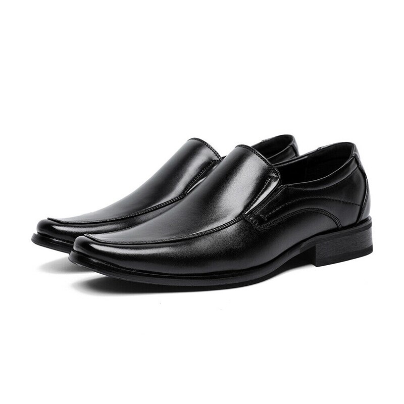 Hommes De luxe décontracté en cuir PU anti-dérapant chaussures hommes offre spéciale bureau formel affaires bout carré chaussures masculines Zapatos De Hombre: Black / 46