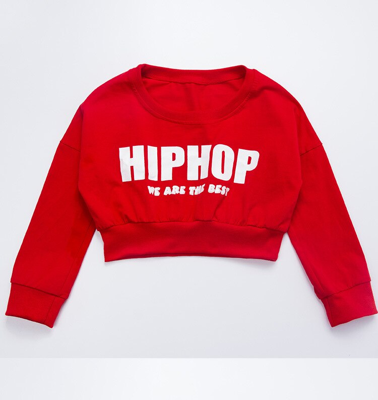 Enfant Manches Longues Vêtements Hip Hop Décontracté Chemise Pantacourt Sweat Hauts pour Filles Danse Courte Veste Danse Vêtements: 130