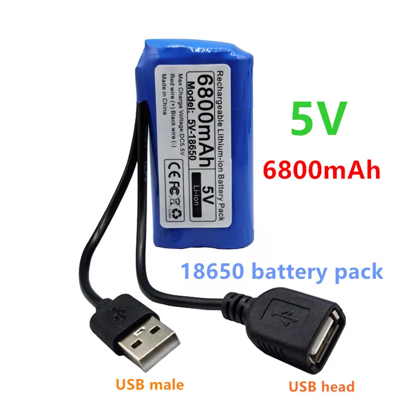 Original 6800mAh/12800mAh 5V 18650 lithium battery pack for Single Chip Microcomputer Outdoor LED Lamp,USB Fan,Bluetooth Speaker: Red