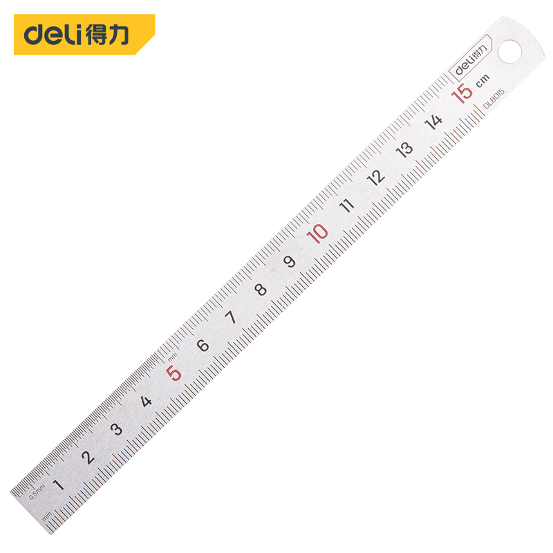 Deli 1 Uds 15/20/30/40cm regla recta de acero inoxidable regla de Metal grueso de precisión con herramientas de medición de escala suministros de oficina: Beige