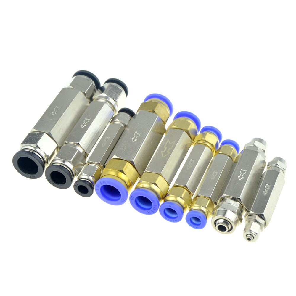 Pneumatisk backventil 6mm 8mm 10mm 1/4 od slang envägsventil luftgas enkelvägs mässingsventil luftkompressor rörkopplingsadapter