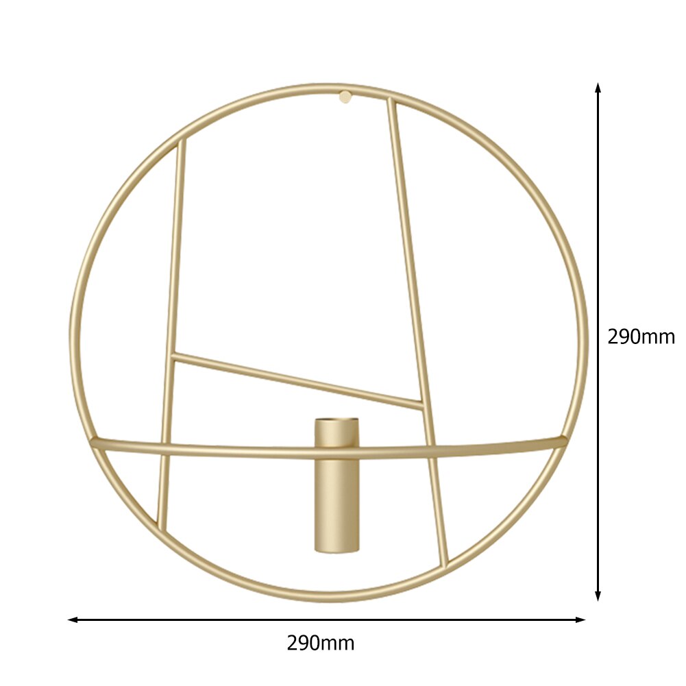 Embellishment DIY Crafts Decorations 3D Golden Circle Modern Candle Holder Home Decor Metal Wall Hanging Candlestick