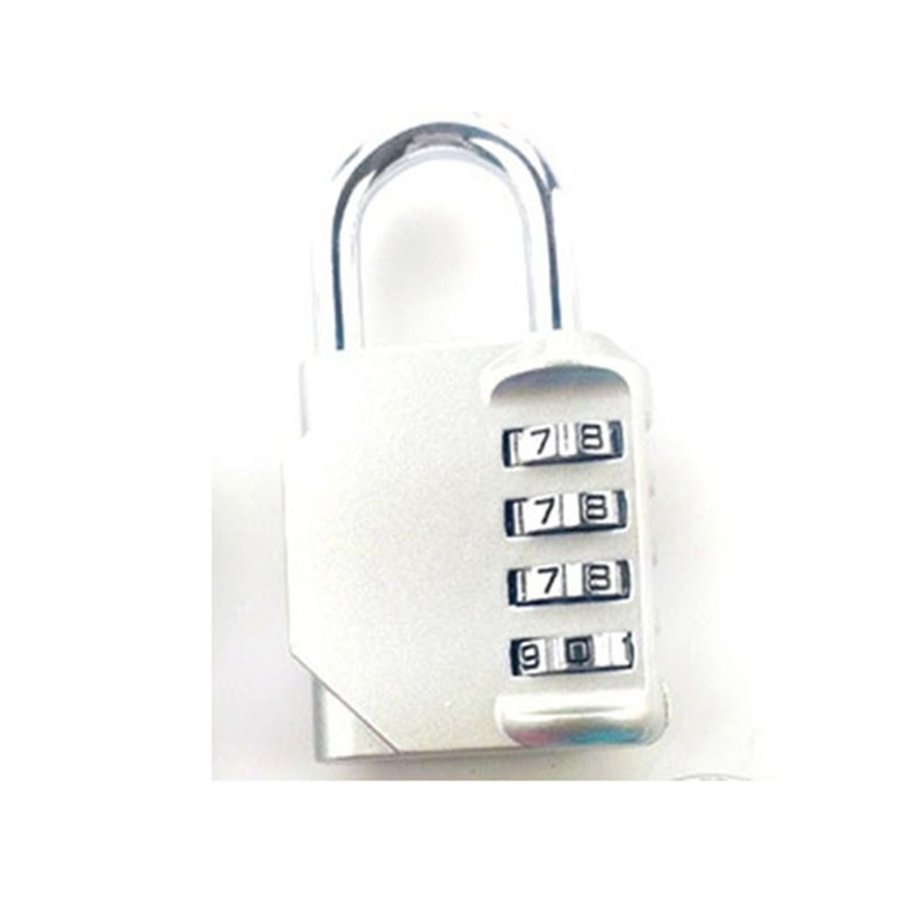 large size 4 digit Number Code Lock Resettable padlock Security Digital Combination Locks for Travel Suitcases Luggage: silver