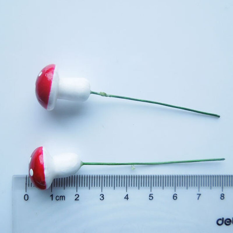 100pcs/Lot 16*20mm Foam Mushroom with Stem Artificial Mini Cute Home Decoration Wedding flowers Mushroom DIY Crafts