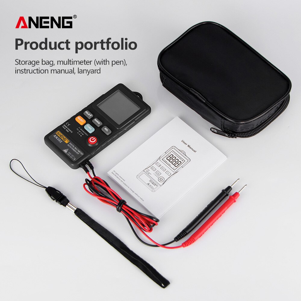 Aneng  an302 true rms digital multimeter tester 8000 teller en multimetro transistor testere bananaligator peak kabel meter