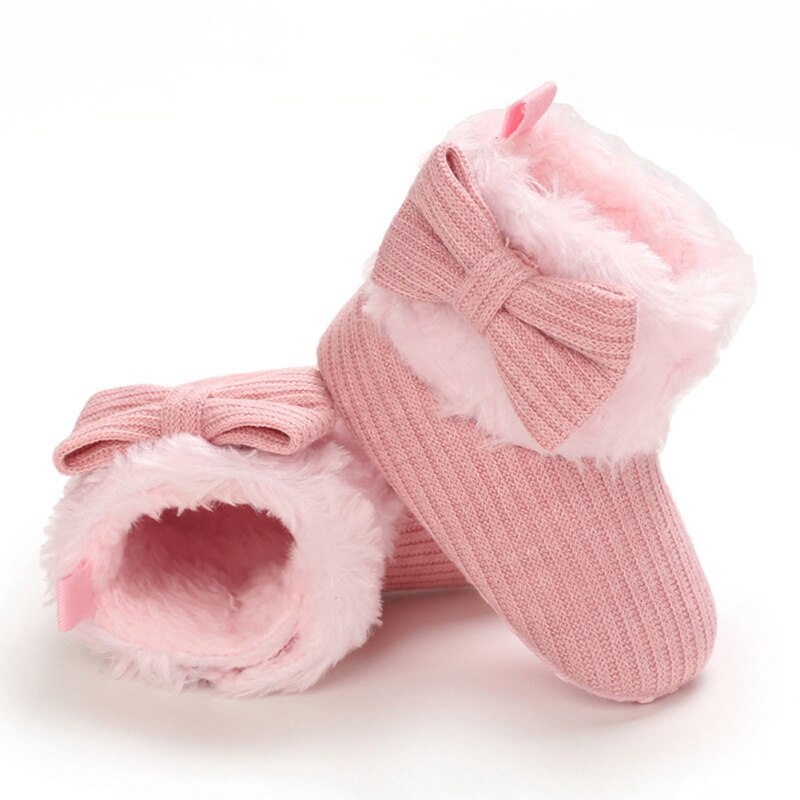 Winter Warm First Walkers Baby Ankle Snow Boots Infant Crochet Knit Fleece Baby Shoes For Boys Girls