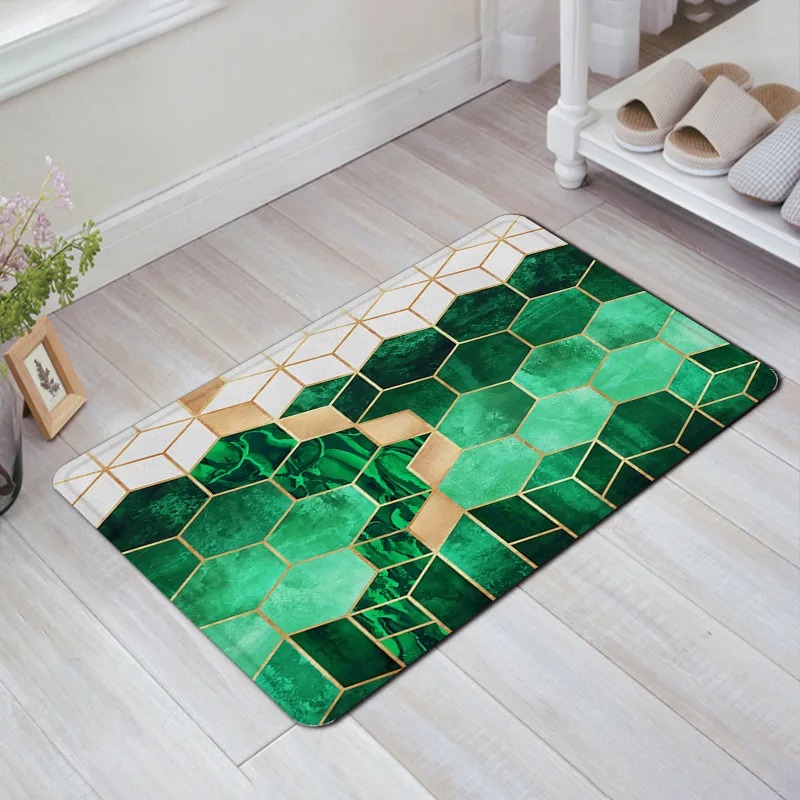 Alfombra de puerta con estampado geométrico, decoración para el hogar y el baño: 45x70cm / Amarillo claro