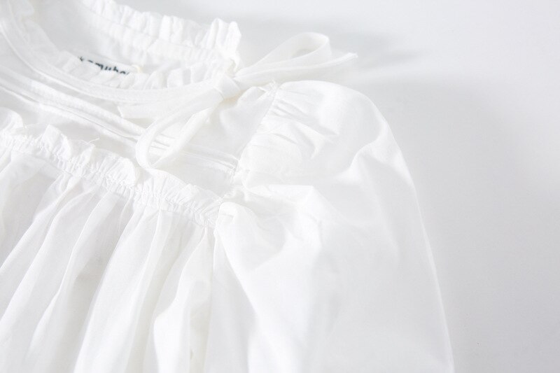 Blusa holgada de algodón con manga abombada para niña de 1 a 5 años, camisa blanca a la ,