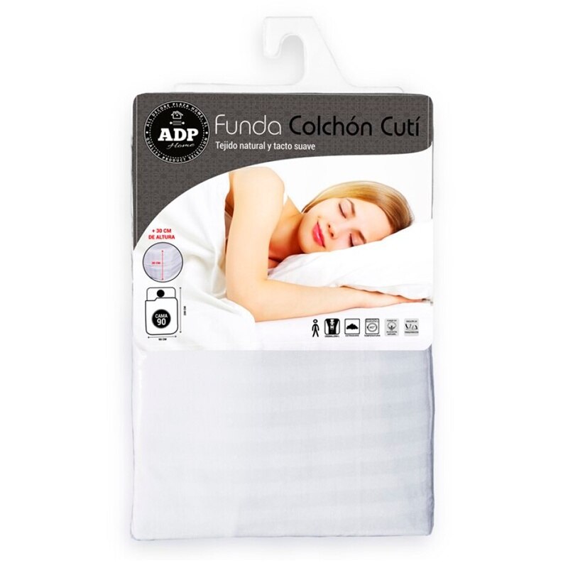 ADP Home - Funda de Colchón Cutí, Algodón 100% Natural, con Cremallera en L, Antimanchas, Tejido suave