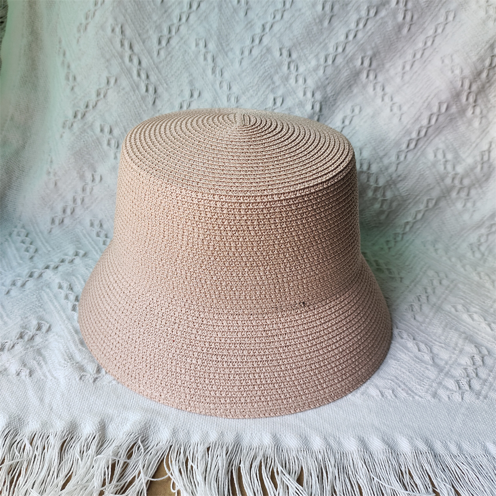 Chapéu de palha colorido para mulheres e homens Chapéu de balde de praia Chapéu de sombrinha resistente a UV Acessórios em corrente Moda Verão: Rosa