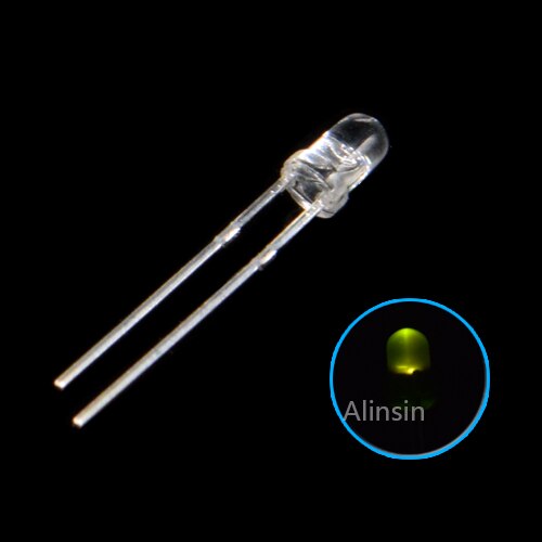 100Pcs F3 3Mm Led Light Emitting Diode Kit Warm Wit Rood Blauw Groen Uv Oranje Geel Roze Kleur bulb Lamp Set 2V 3V Pcb: green