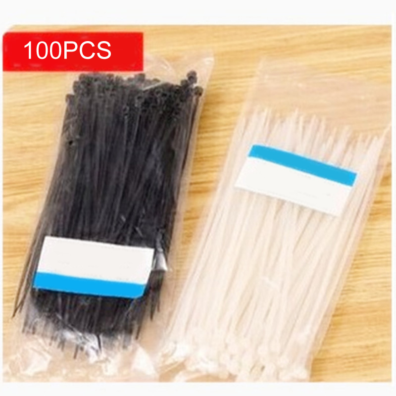 Adhesive Fastener Tape Milk Cable Wire Wiring Accessories Self Locking Zip Ties 100 Pcs Nylon Cable Tie Home Improvement