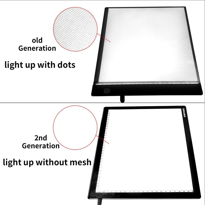 A4 Dimmable LED Drawing Copy Pad with Scale USB Power Light Pad Ultra Thin for Painting Writing Animation, Sketching