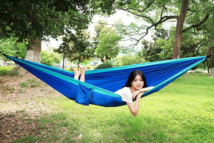 300*200 Sleeping Hammock 2-3 People Hamak Garden Swing Hanging Chair Bed Outdoor Hamacas Camping Goods + loop tree belt: F