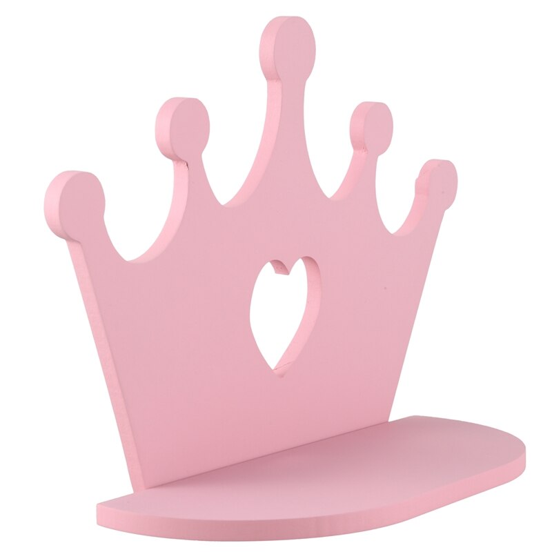 Pink Wooden Crown Wall Shelf for Princess Room Daughter Girls Room Decoration Best Nursery Doll Toys Shelves
