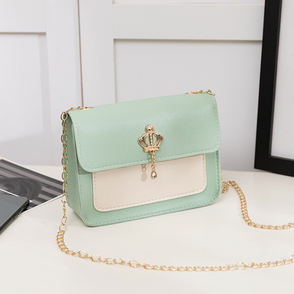Messenger Crossbody Bags Women Bag Casual Handbag Tote Metal Chain Strap Shoulder Bag Girls Brief Flap bolsos Mujer: Green