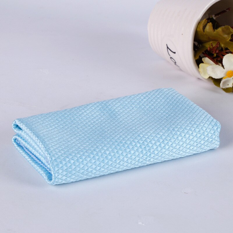 Blødt mikrofiber rengøringshåndklæde absorberbart glas køkkenrengøringsservietter servietter bordvindue bil fade håndklæde klud husholdning: Blå