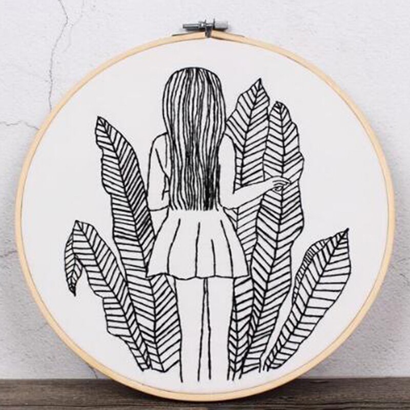 Sketch Simple Embroidery Kit Handmade DIY Fabric Novice European Embroidery Kit Home Decoration: C