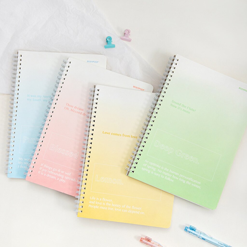 Spirally Coil Notebooks Wide Ruled Paper 60 Sheets Color Note Books Lined Paper Home School Supplies for College Student