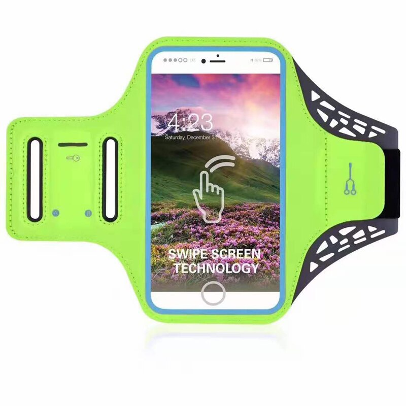 Running Sport Phone Case Arm Band Voor Iphone 12 11 Pro Max Xr Xs Max 6 7 8 Plus Smartphone vingerafdruk Unlock Arm Band: green