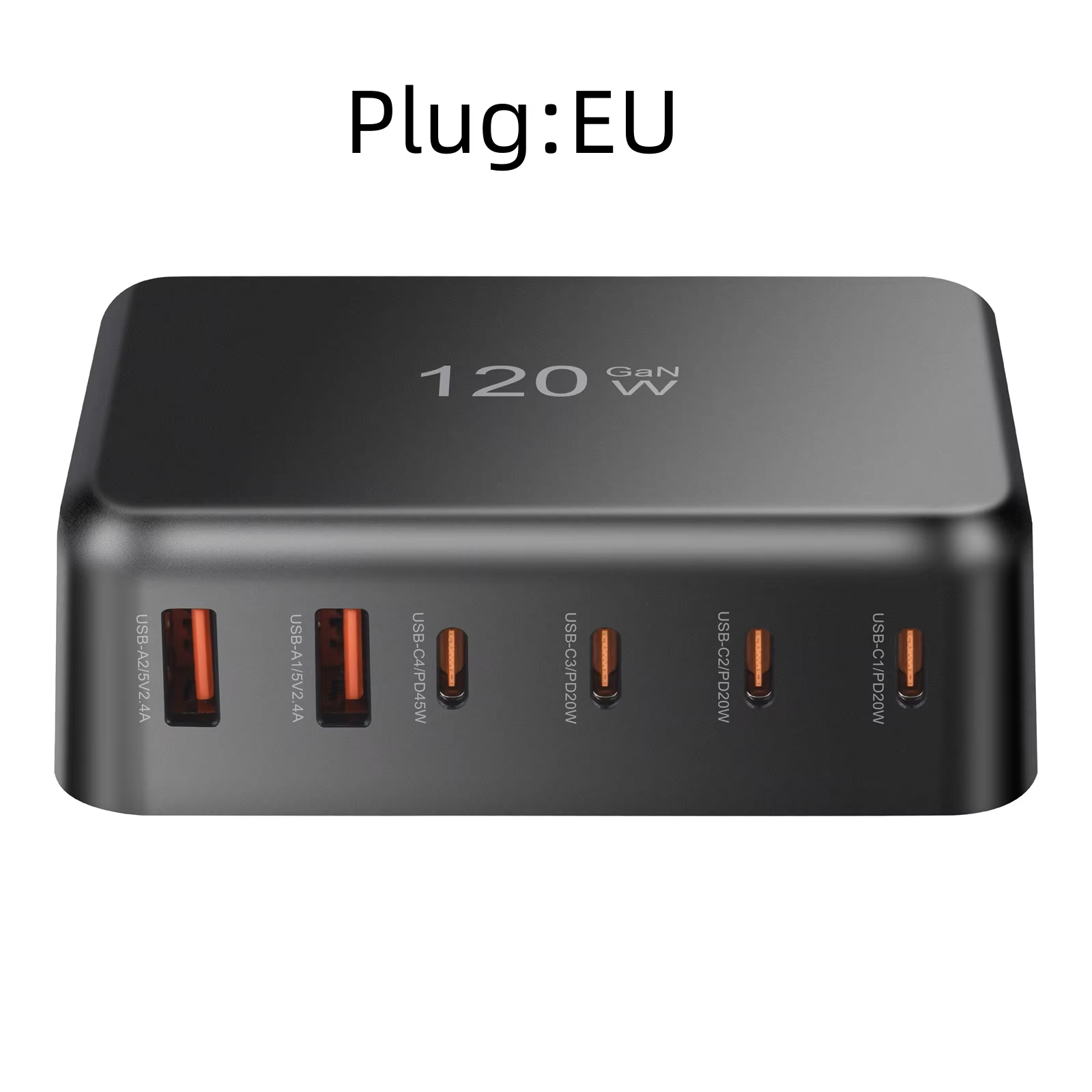 120w gan mobil ladestation 6- porte usb c vægoplader til strømadapter 45w/20w egnet til opladning af mobiltelefoner: Eu