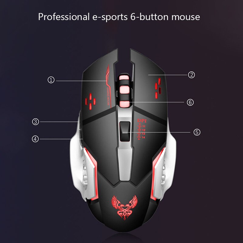 4000DPI USB Wirless Mouse Gaming Electronic Sports RGB Mice for PC Computer Laptop Desktop Mouse Silent Mause