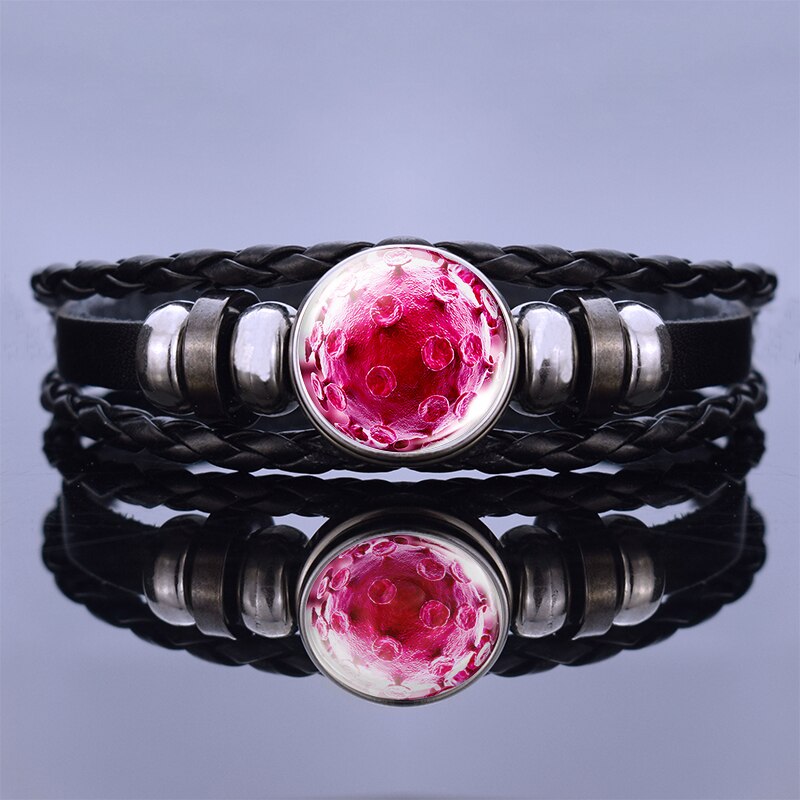 Biologische Virus Krebs Zellen Foto Leder Armband Männer Frauen Seil Kette Armband Survivor
