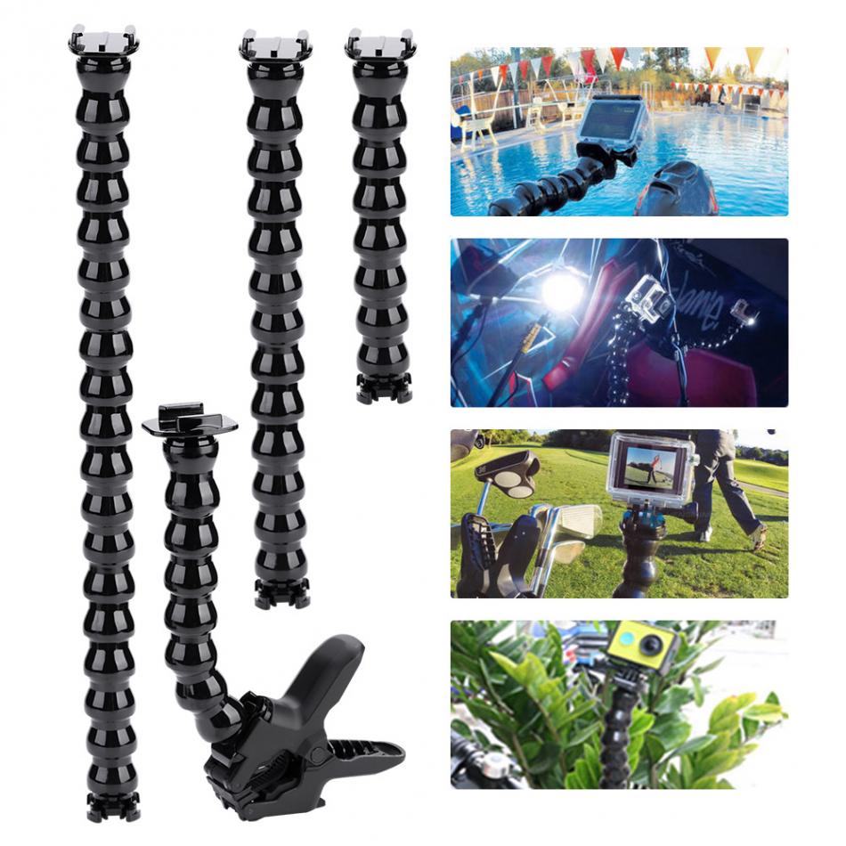 Caméra d&#39;action multifonction avec bras de serrage Flexible, adaptateur de montage pour GoPro Hero 8/7/6/5/4/3/2/1