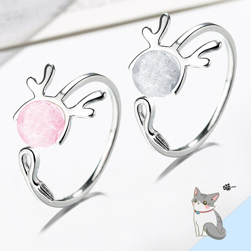 Deer Elk Ring Silver Color Cute Antler Crystal Zirconia Christmas Party Rings Accessories anillos