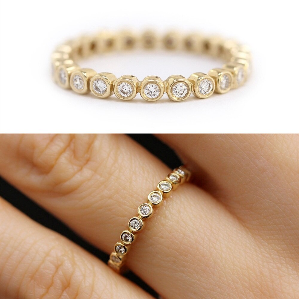 Eenvoudige Persoonlijkheid Verfijnde Zirkoon Ring Half Karaat Diamant Punt Half Eternity Ring Paar Liefhebbers