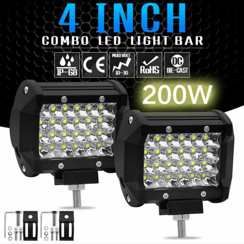 1/2Pc 4 Inch Offroad Led Bar 12V 24V Spot Flood Led Light Bar Voor Truck atv 4X4 Baot Tractor Led Verlichting 4 Rij 200W Bar Licht