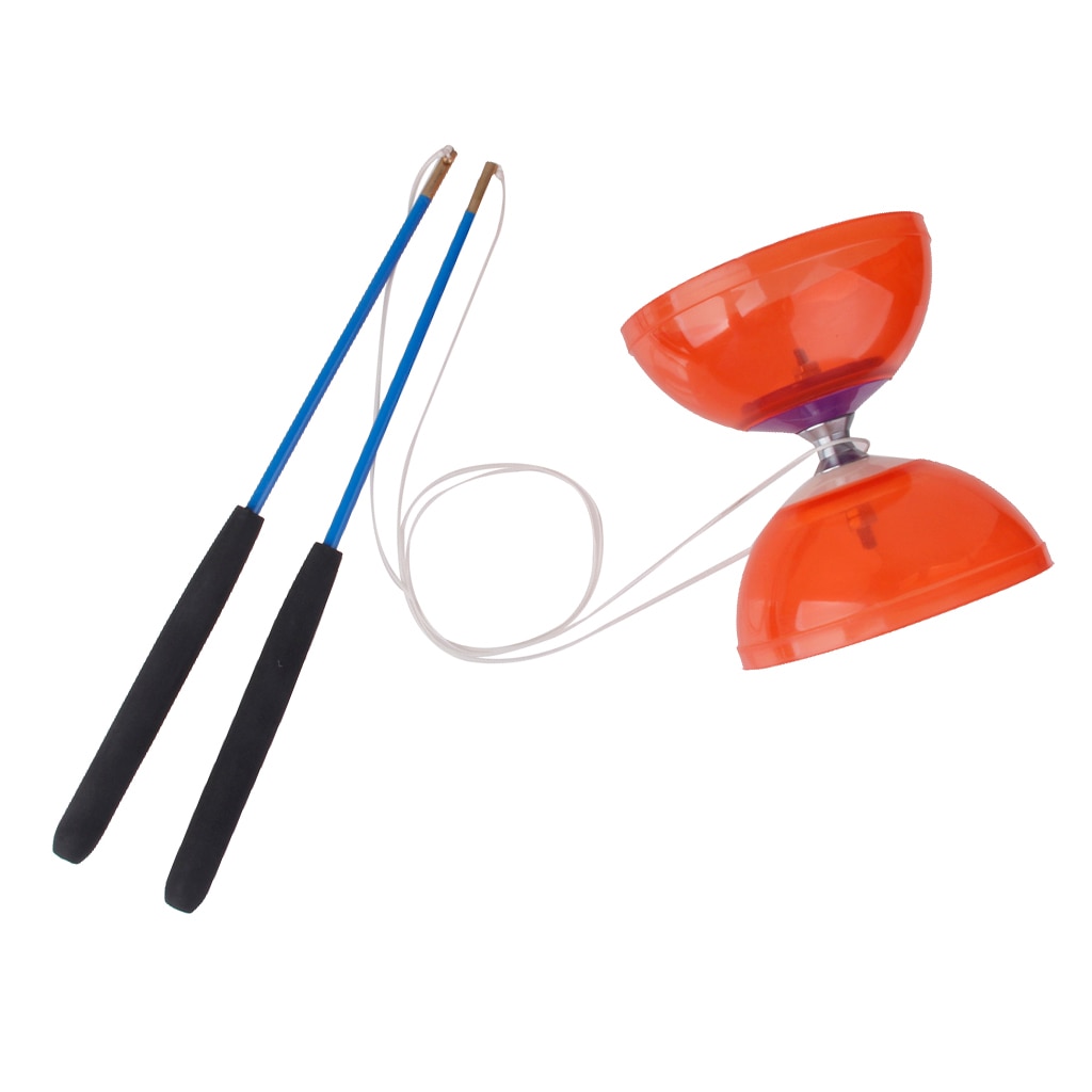 5-Bearing Diabolo Juggling Spinning Kit Toy Set W Handsticks & String Red