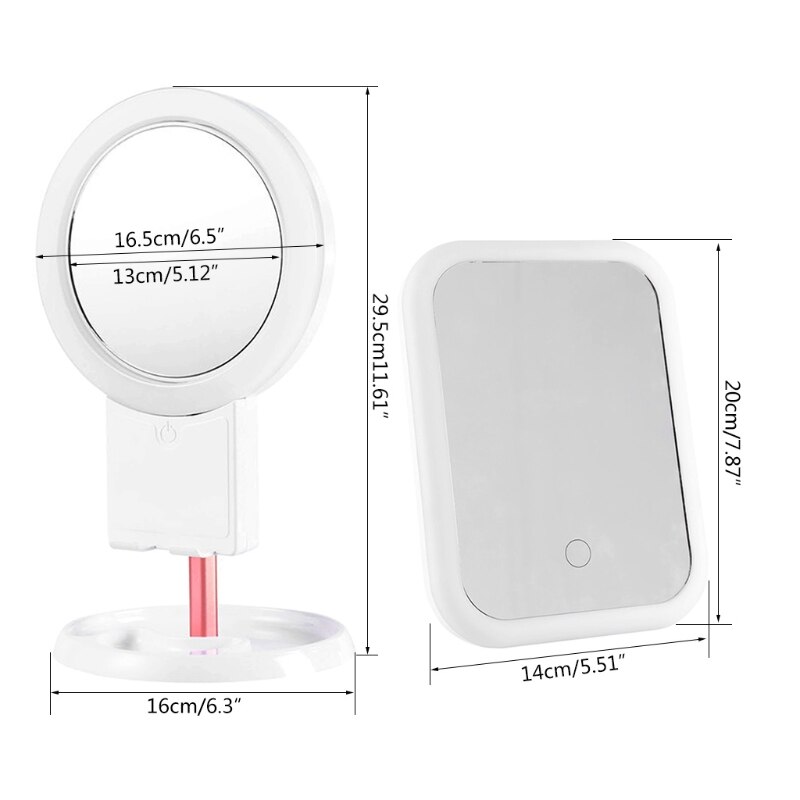 Led Light Makeup Mirror Storage LED Face Mirror Adjustable Touch Dimmer USB Led Vanity Mirror Table Desk Cosmetic Mirror