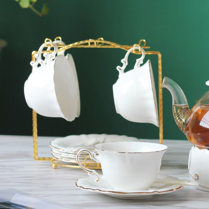 Classic Porcelain Cup and Saucer Ceramics Simple Tea Sets Modern Kitchen Coffee Cups Tazas Para Cafe Kitchenware YC50
