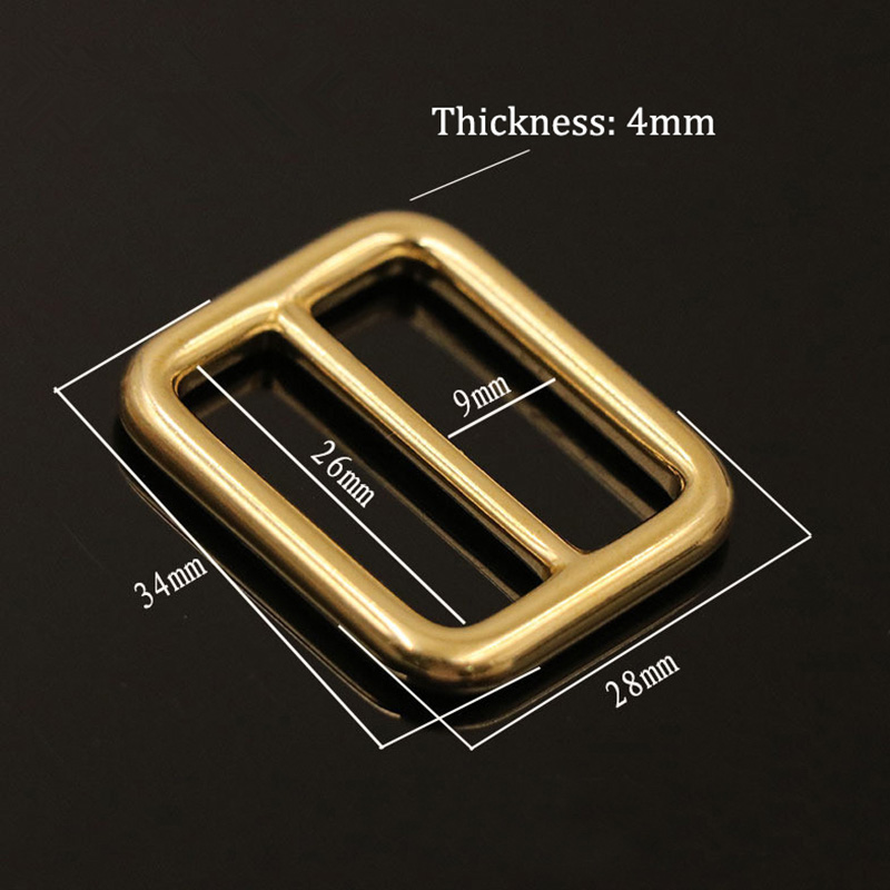 Solid Brass Rectangular Adjuster Buckle Cast Tri Glide Slide Backpack Strip webbing leather craft Bag Shoulder Strap Belt: 26m