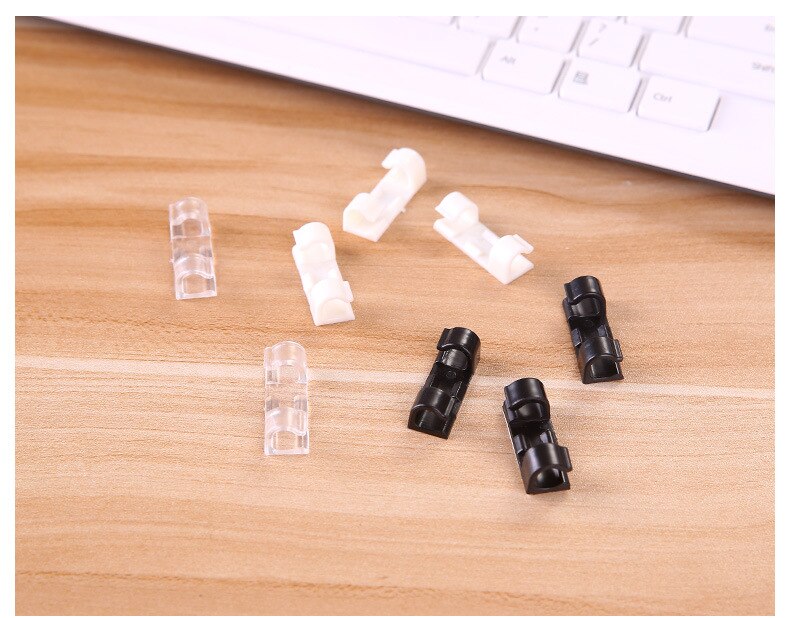 20pcs 3*1cm ABS Cable Winder Home Office Organizer Wire Storage Charger Cable Holder Clips Stationery Desk Set Supplies