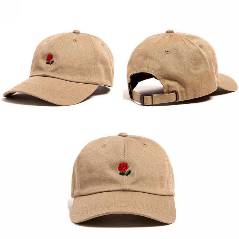 The Hundreds Rose Embroidered Hat Baseball Cap Unique Adjustable Embroidered Rose Casual Hats: Khaki