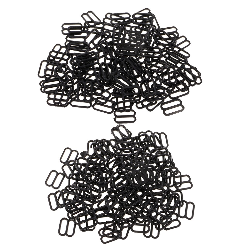 100 piezas de ajuste de ropa interior de Nylon hebilla Cierre de sujetador anillo y deslizadores accesorios de ropa interior negro