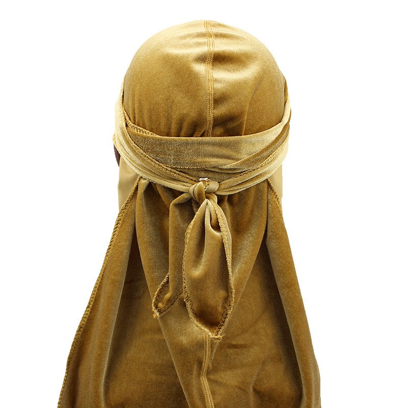 Durag – Bandana respirant en velours pour hommes et femmes, couvre-chef à longue queue, solide, bandeau de basket-ball de rue, Hip hop,