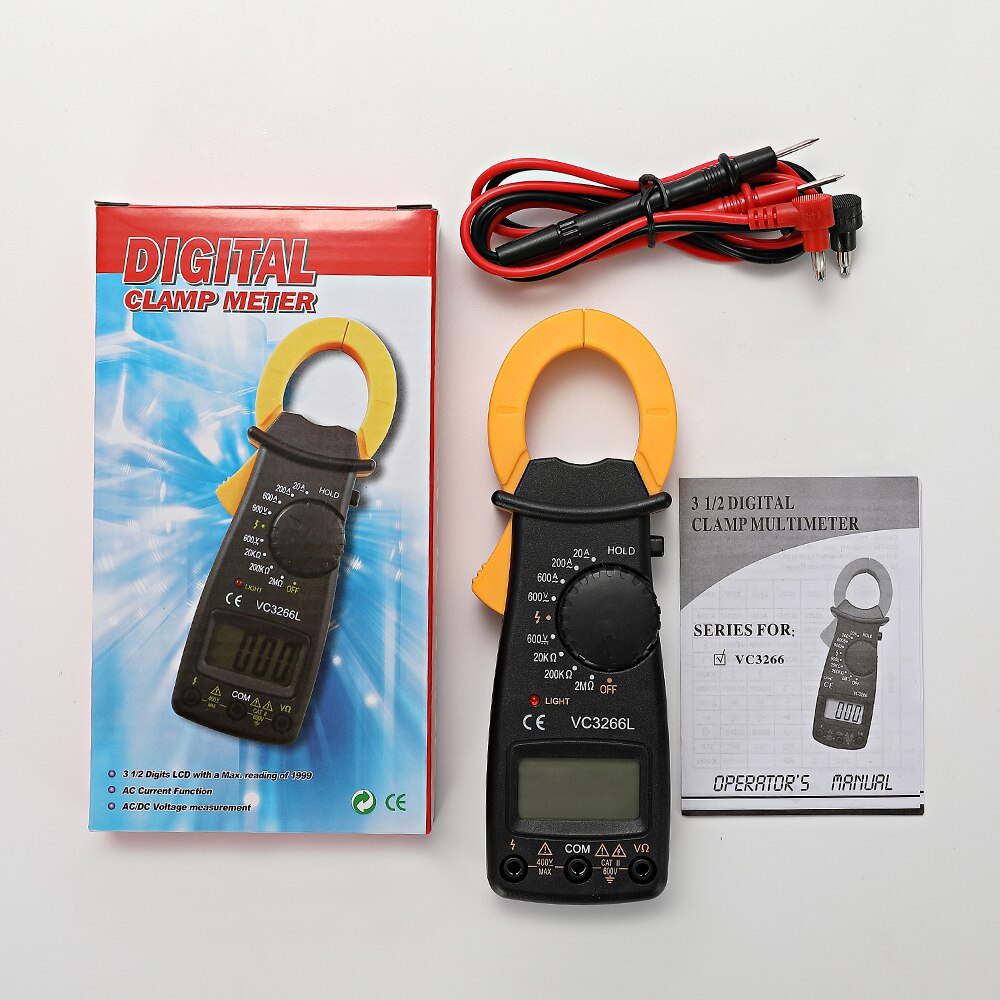 Clip-on Ammeter Dt3266l Clamp Multimeter Digital Clamp Meter with Buzzer FireWire Resistance 3266f