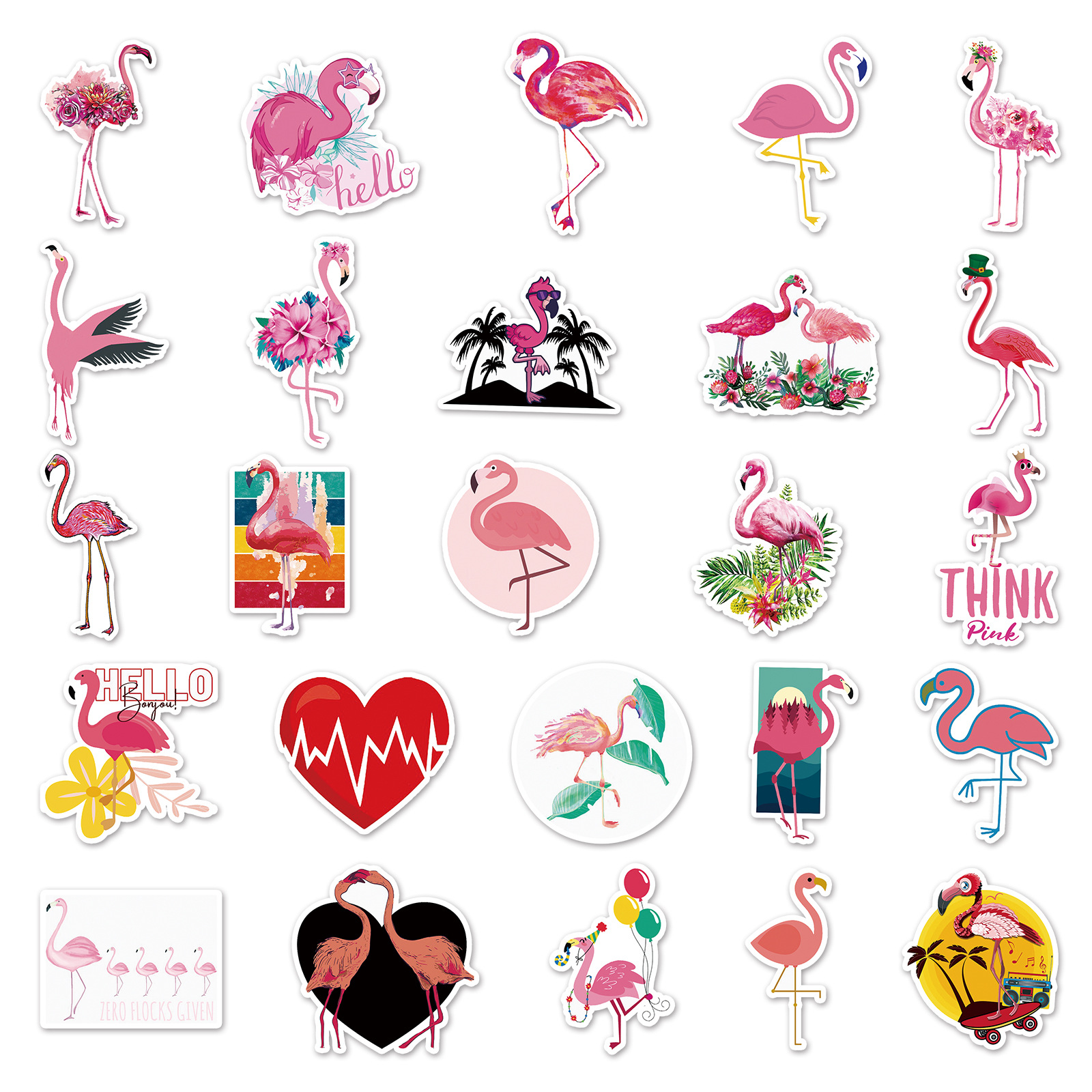 10/50/100pcs Pink VSCO Flamingo Graffiti Stickers for DIY Girls Scrapbook Suitcase Water Bottle Phone Laptop Guitar Decal