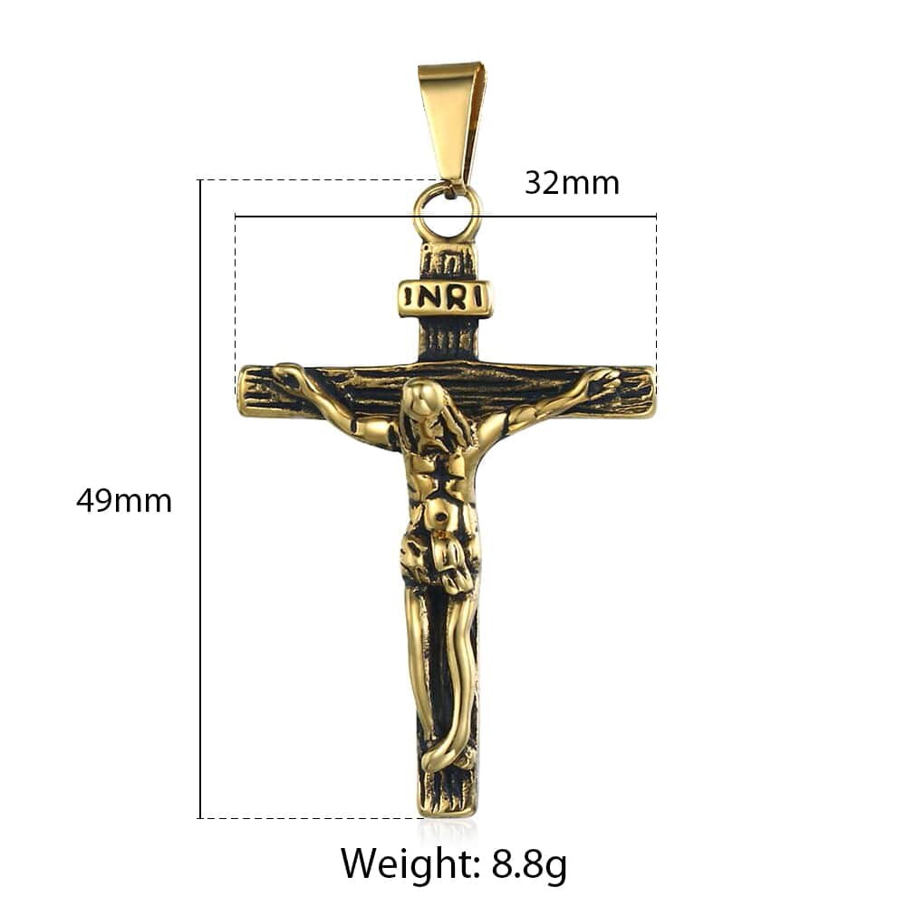 Trendsmax Men's Jesus Cross Pendant Stainless Steel Charms Gold Silver Color Male Jewelry KPP3: HP515