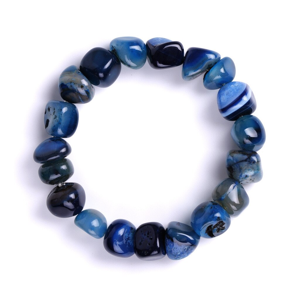 Onregelmatige Natuursteen Kleurrijke Kralen Zomer Armband Groen Geel Rood Carneool Elastische Touw Balance Energy Body Armbanden: Dark blue