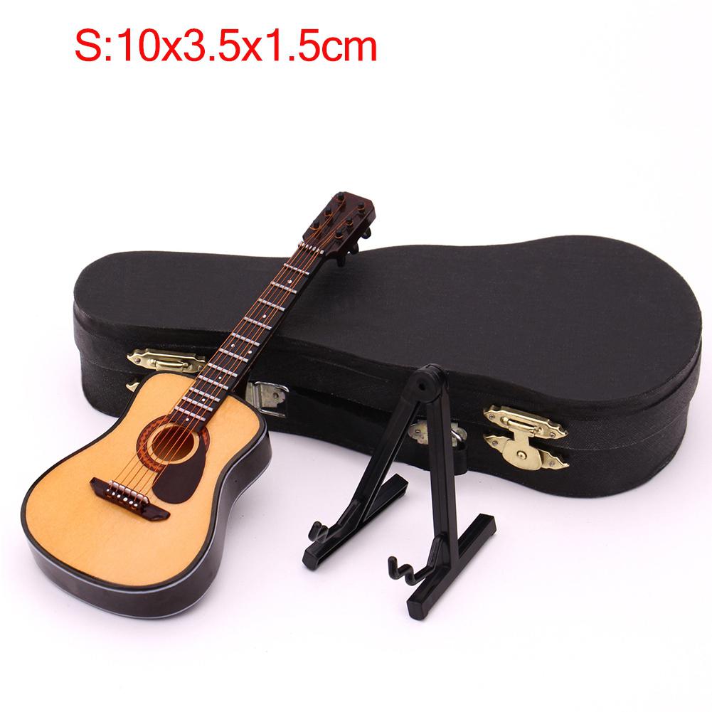 Mini fuld vinkel folk guitar guitar miniaturemodel træ mini musikinstrument model samling: S 10cm
