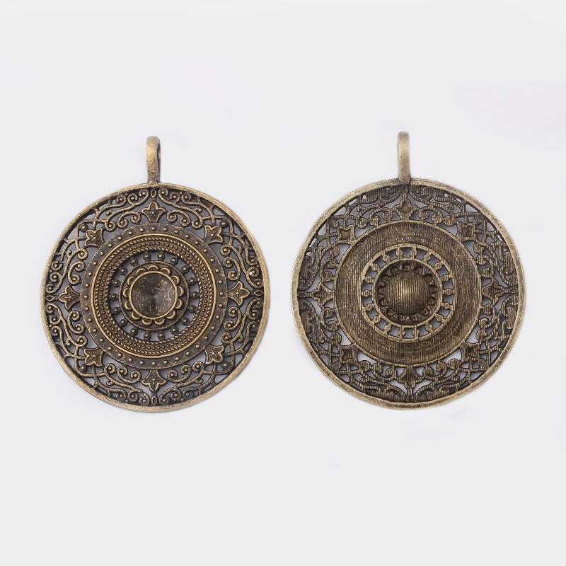 2 stücke Boho Böhmen Öffnen Strudel Blume Amulett Anhänger Für Halskette Schmuck, sterben Entdeckungen 56x68mm: Antiquität Bronze-