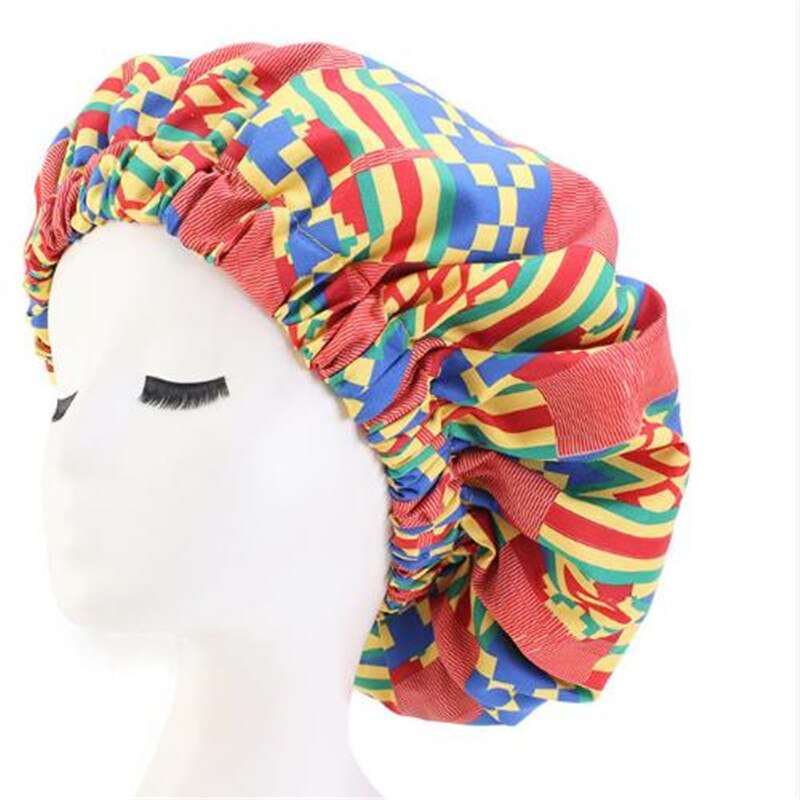 Bonnet de nuit extra large en tissu imprimé africain ankara, bonnet de nuit doublé en satin, chapeau de nuit pour femme, turban