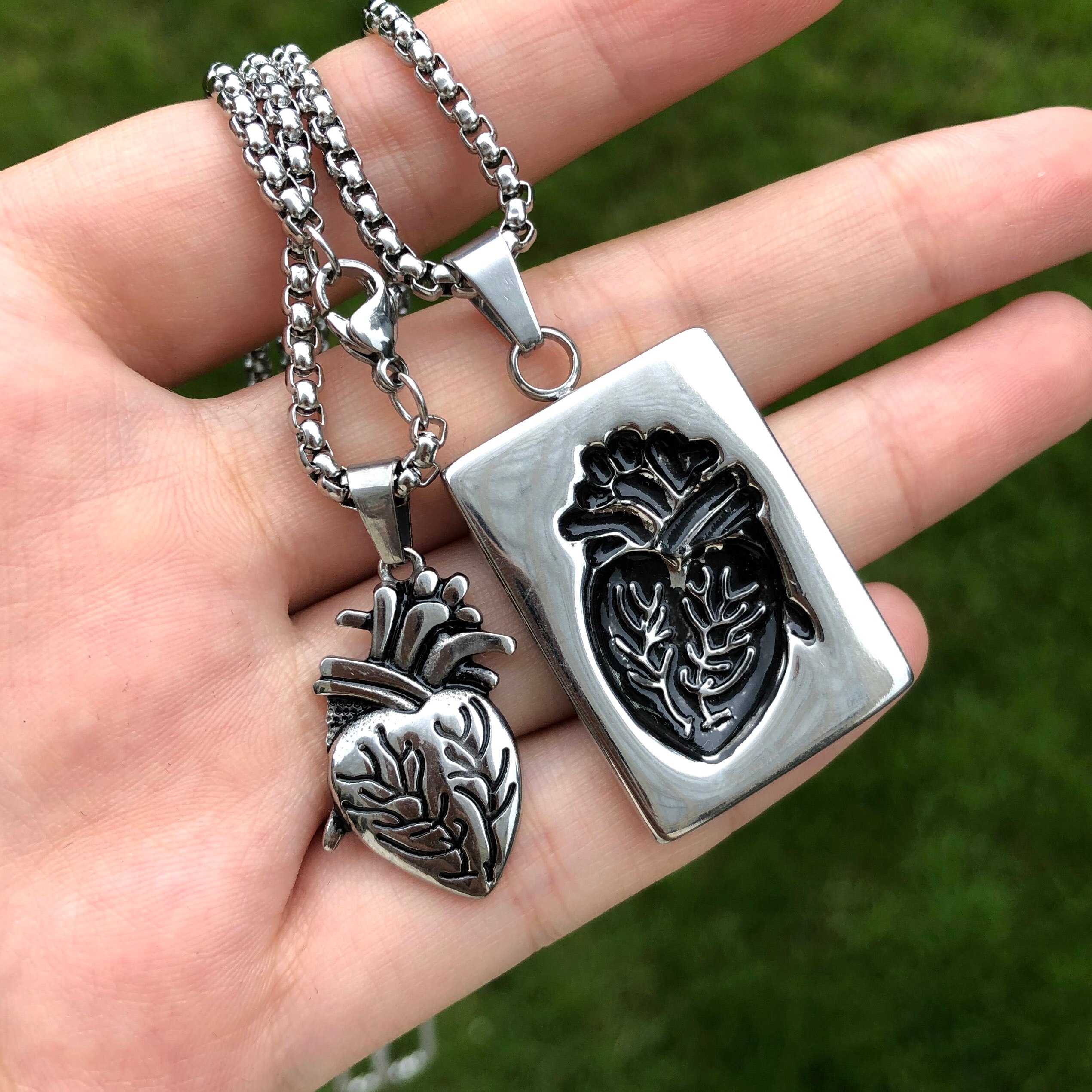 Gothic Anatomisch Hart Ketting Set En Paar Puzzel Goud Rvs Stalen Ketting Hart Ketting Collares Bff Sieraden