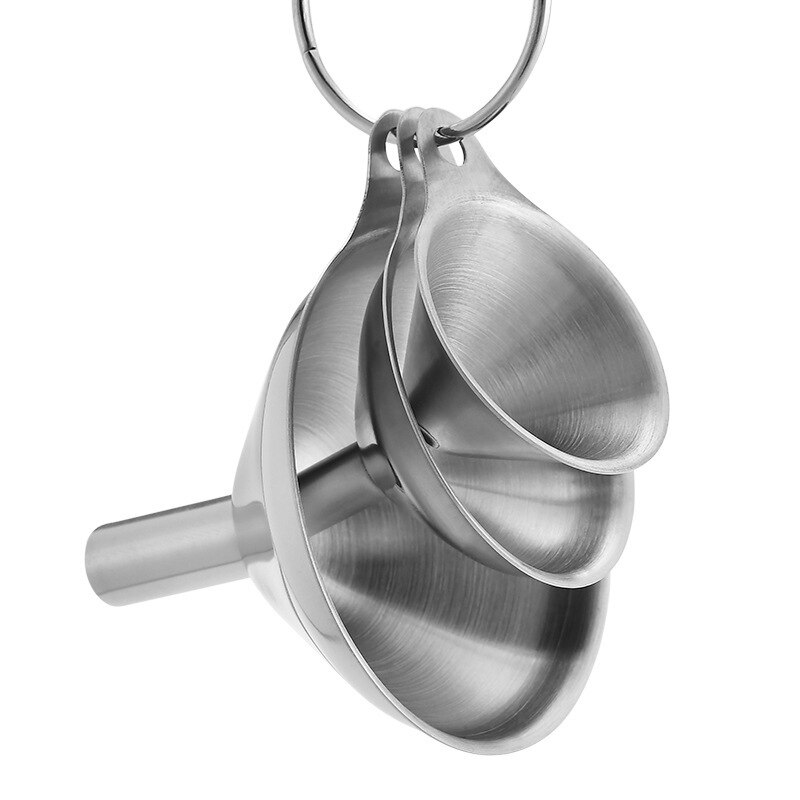 Juego de embudo pequeño de acero inoxidable 3 piezas Transferencia de aceites esenciales líquido filtro embudo para herramientas de cocina del hogar