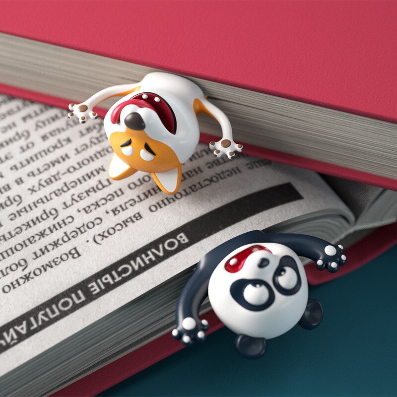 3D Cartoon Dieren Bladwijzer - Leuke Kat, Panda, Haai - Kawaii Pagina Marker voor Kinderen & School